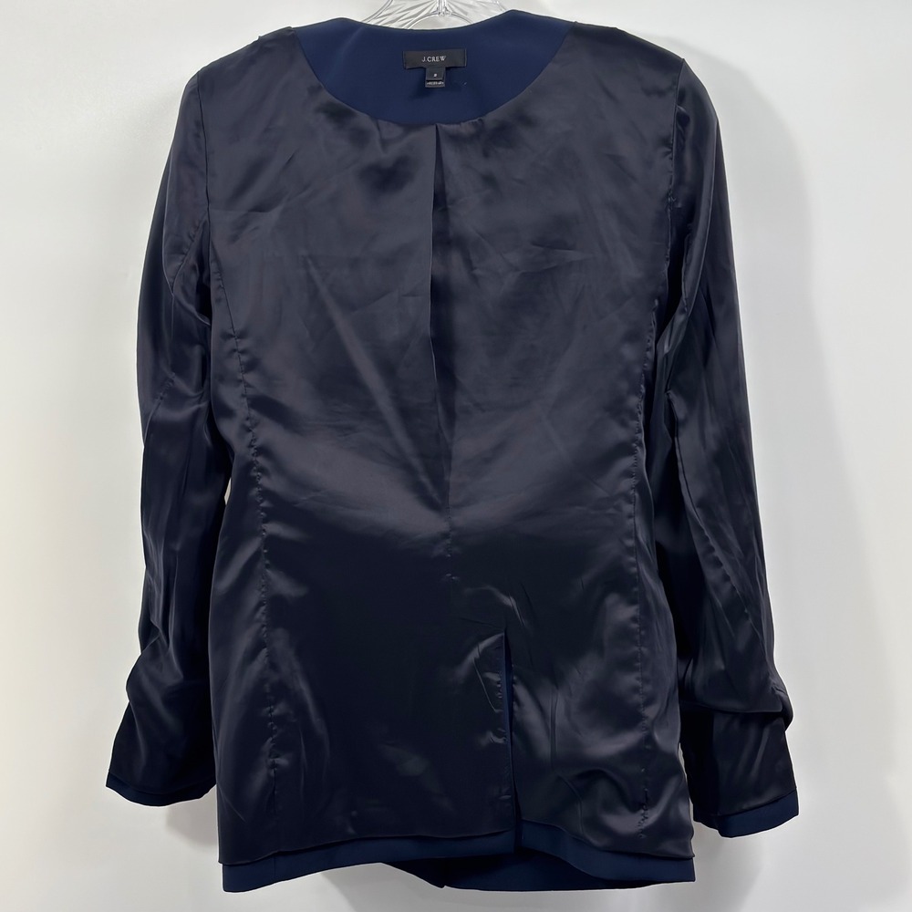 J.Crew French Girl Double Breasted Collarless Blazer Women's 2 Navy Blue H6285 - Picture 7 of 10